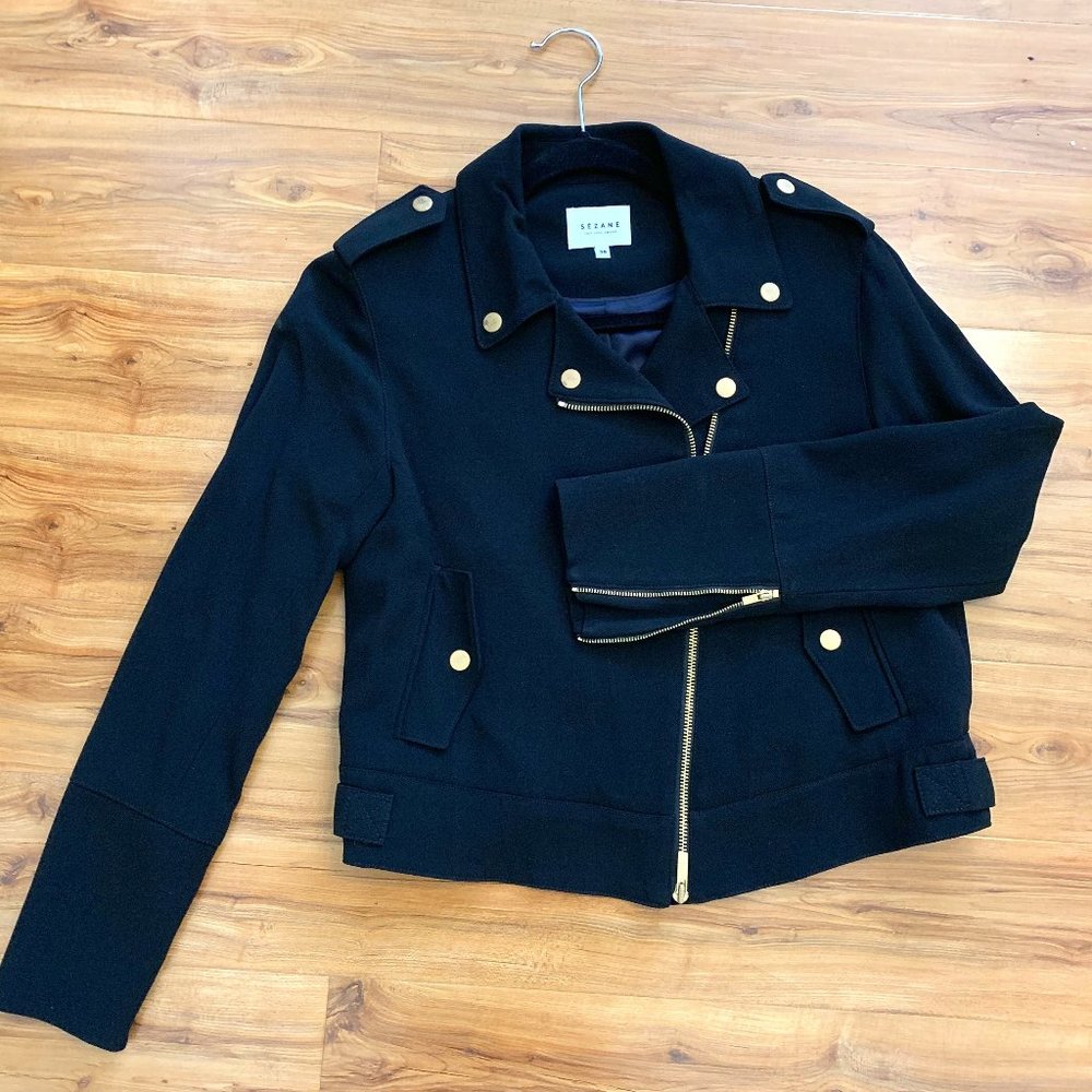 Sezane black light moto jacket